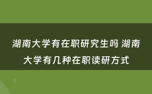 湖南大学有在职研究生吗 湖南大学有几种在职读研方式