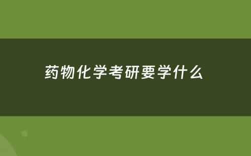 药物化学考研要学什么 