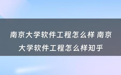 南京大学软件工程怎么样 南京大学软件工程怎么样知乎