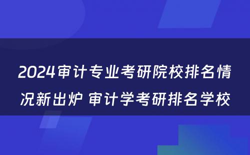 2024审计专业考研院校排名情况新出炉 审计学考研排名学校