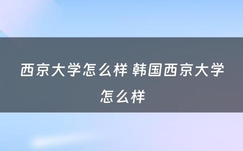 西京大学怎么样 韩国西京大学怎么样