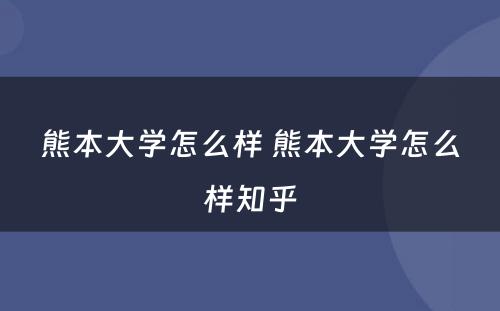 熊本大学怎么样 熊本大学怎么样知乎