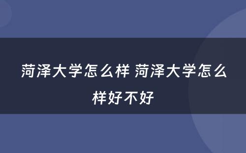 菏泽大学怎么样 菏泽大学怎么样好不好