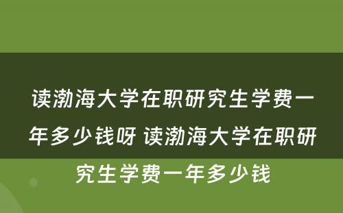 读渤海大学在职研究生学费一年多少钱呀 读渤海大学在职研究生学费一年多少钱