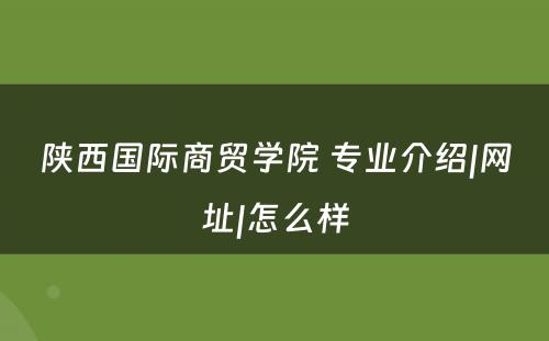 陕西国际商贸学院 专业介绍|网址|怎么样