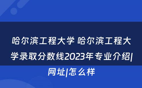 哈尔滨工程大学 哈尔滨工程大学录取分数线2023年专业介绍|网址|怎么样