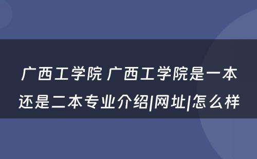 广西工学院 广西工学院是一本还是二本专业介绍|网址|怎么样