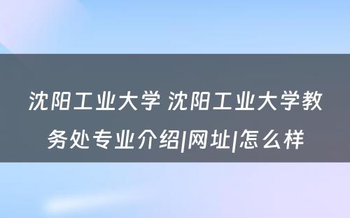 沈阳工业大学 沈阳工业大学教务处专业介绍|网址|怎么样