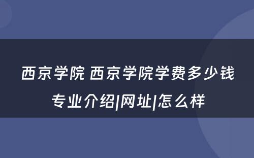 西京学院 西京学院学费多少钱专业介绍|网址|怎么样