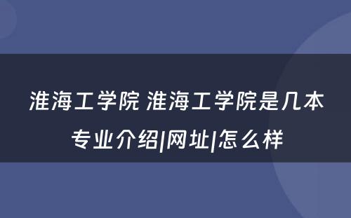 淮海工学院 淮海工学院是几本专业介绍|网址|怎么样