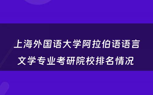 上海外国语大学阿拉伯语语言文学专业考研院校排名情况 