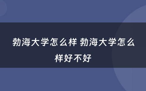 勃海大学怎么样 勃海大学怎么样好不好