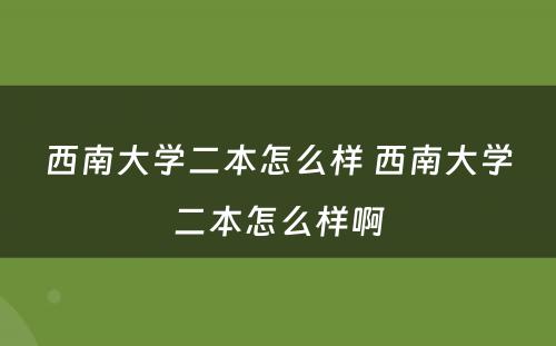 西南大学二本怎么样 西南大学二本怎么样啊