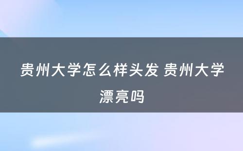 贵州大学怎么样头发 贵州大学漂亮吗