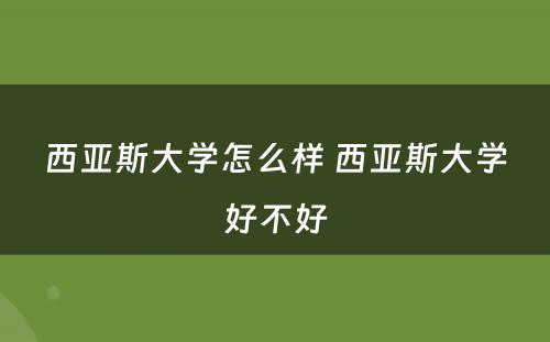 西亚斯大学怎么样 西亚斯大学好不好