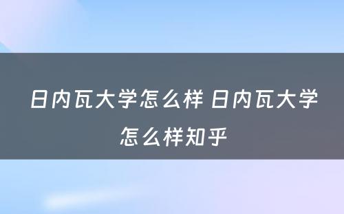 日内瓦大学怎么样 日内瓦大学怎么样知乎