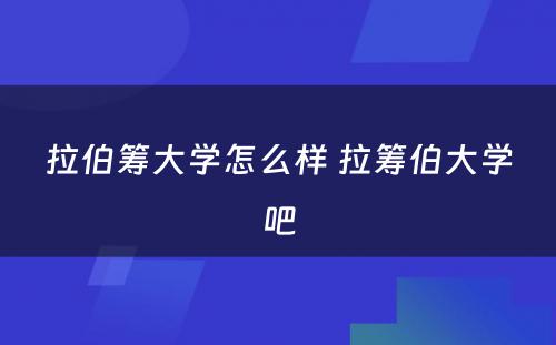 拉伯筹大学怎么样 拉筹伯大学吧