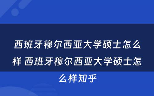 西班牙穆尔西亚大学硕士怎么样 西班牙穆尔西亚大学硕士怎么样知乎