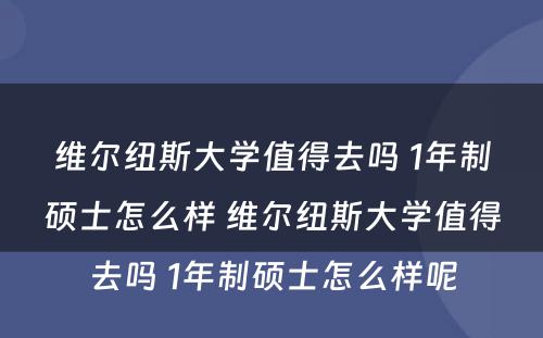 维尔纽斯大学值得去吗 1年制硕士怎么样 维尔纽斯大学值得去吗 1年制硕士怎么样呢