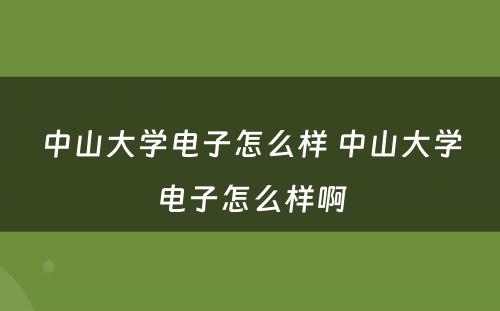 中山大学电子怎么样 中山大学电子怎么样啊