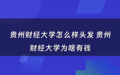 贵州财经大学怎么样头发 贵州财经大学为啥有钱