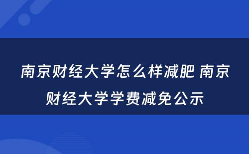 南京财经大学怎么样减肥 南京财经大学学费减免公示