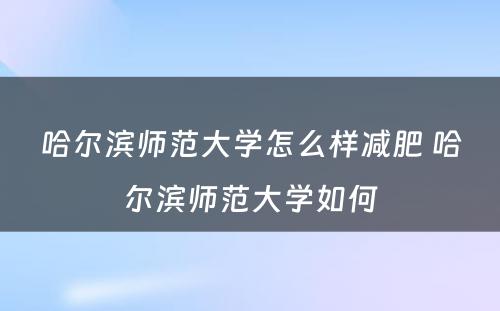 哈尔滨师范大学怎么样减肥 哈尔滨师范大学如何
