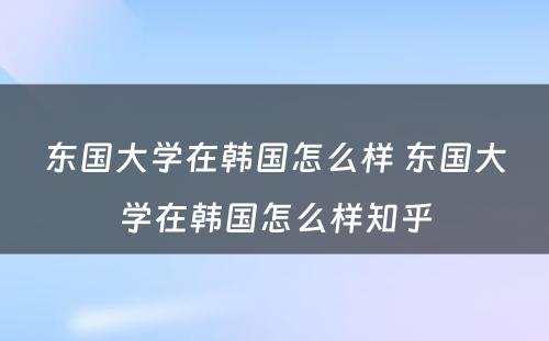 东国大学在韩国怎么样 东国大学在韩国怎么样知乎