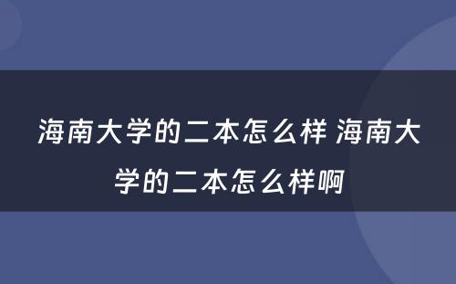 海南大学的二本怎么样 海南大学的二本怎么样啊