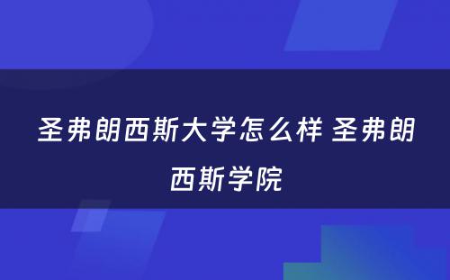 圣弗朗西斯大学怎么样 圣弗朗西斯学院