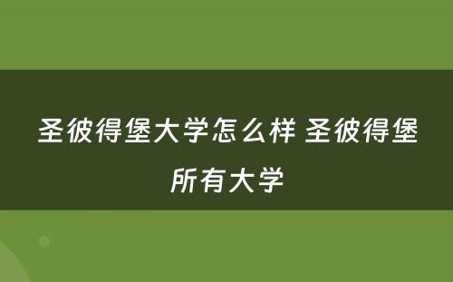 圣彼得堡大学怎么样 圣彼得堡所有大学