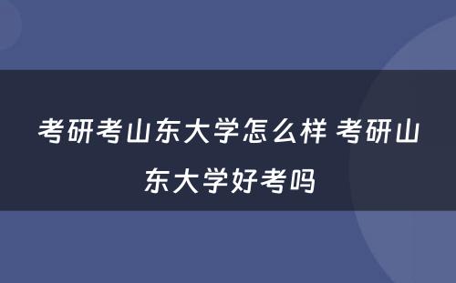 考研考山东大学怎么样 考研山东大学好考吗