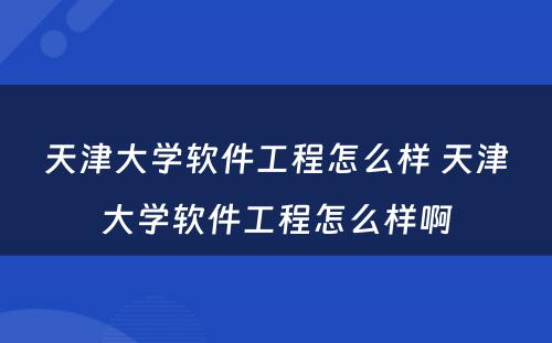 天津大学软件工程怎么样 天津大学软件工程怎么样啊