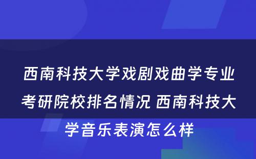 西南科技大学戏剧戏曲学专业考研院校排名情况 西南科技大学音乐表演怎么样