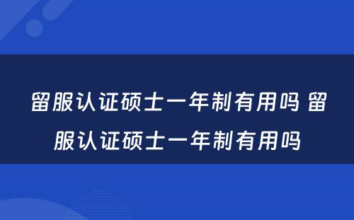 留服认证硕士一年制有用吗 留服认证硕士一年制有用吗