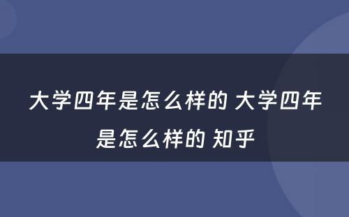 大学四年是怎么样的 大学四年是怎么样的 知乎