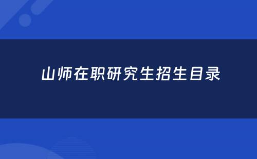  山师在职研究生招生目录