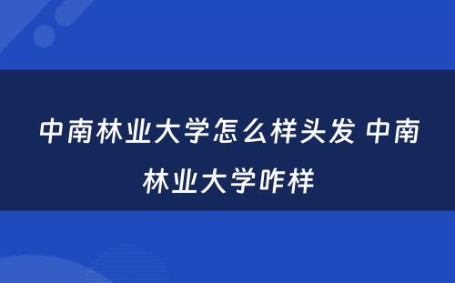 中南林业大学怎么样头发 中南林业大学咋样