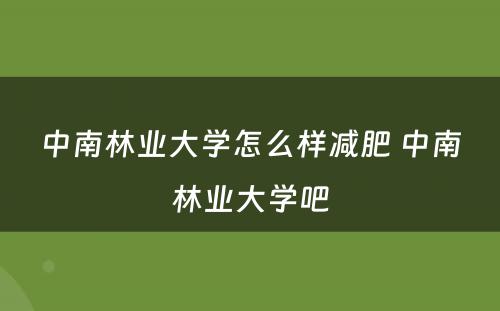 中南林业大学怎么样减肥 中南林业大学吧