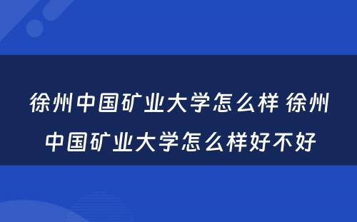 徐州中国矿业大学怎么样 徐州中国矿业大学怎么样好不好