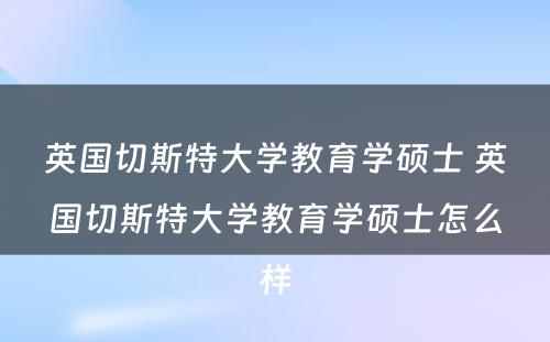 英国切斯特大学教育学硕士 英国切斯特大学教育学硕士怎么样