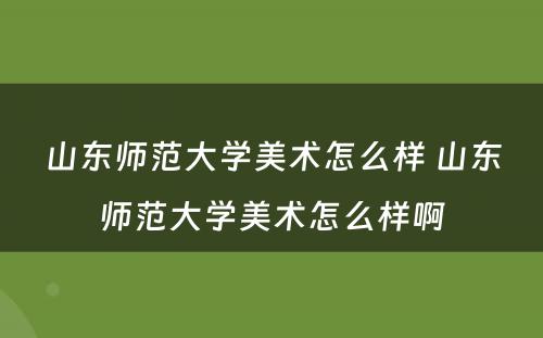 山东师范大学美术怎么样 山东师范大学美术怎么样啊