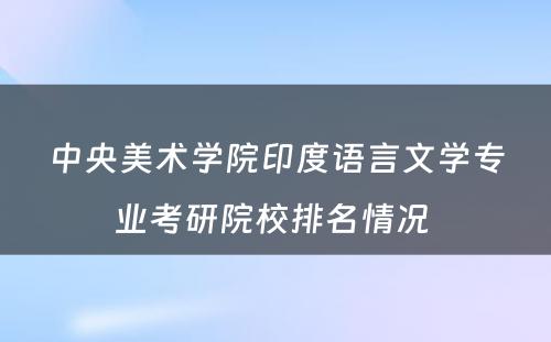 中央美术学院印度语言文学专业考研院校排名情况 