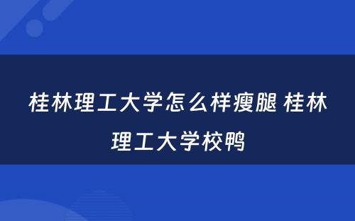 桂林理工大学怎么样瘦腿 桂林理工大学校鸭