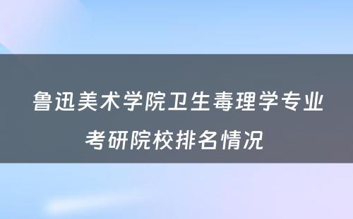 鲁迅美术学院卫生毒理学专业考研院校排名情况 