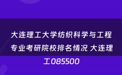 大连理工大学纺织科学与工程专业考研院校排名情况 大连理工085500