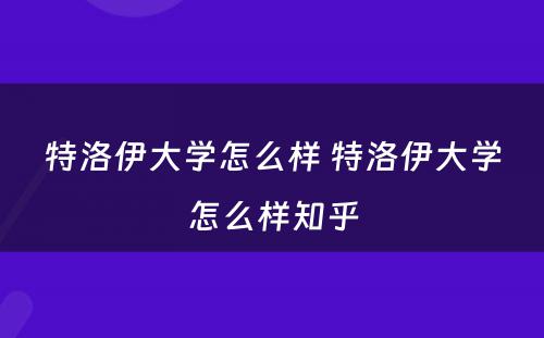 特洛伊大学怎么样 特洛伊大学怎么样知乎