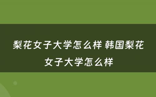 梨花女子大学怎么样 韩国梨花女子大学怎么样