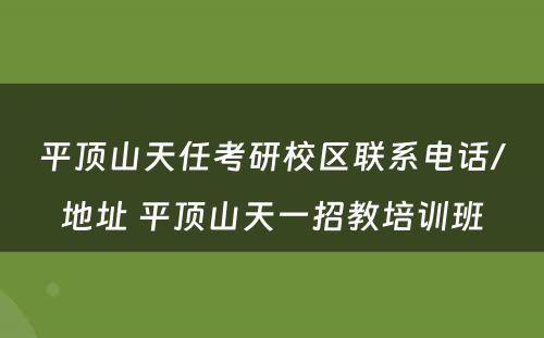 平顶山天任考研校区联系电话/地址 平顶山天一招教培训班