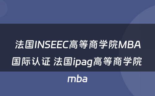 法国INSEEC高等商学院MBA国际认证 法国ipag高等商学院 mba